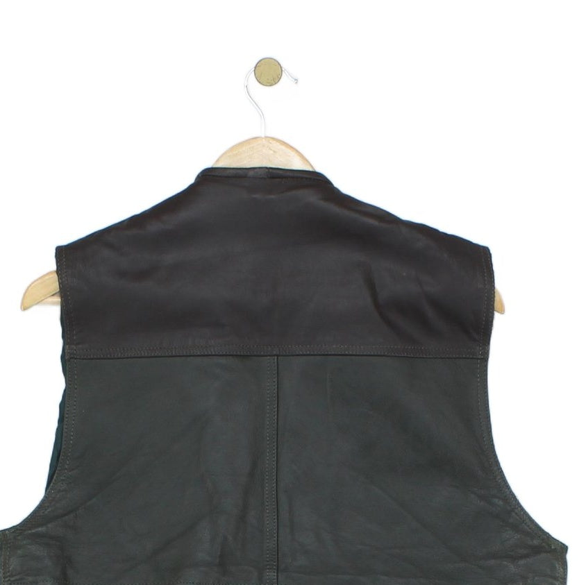 Mens Leather Hunting Vest Jacket Sleeveless