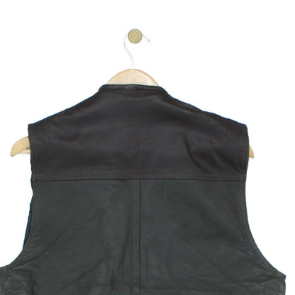 Mens Leather Hunting Vest Jacket Sleeveless