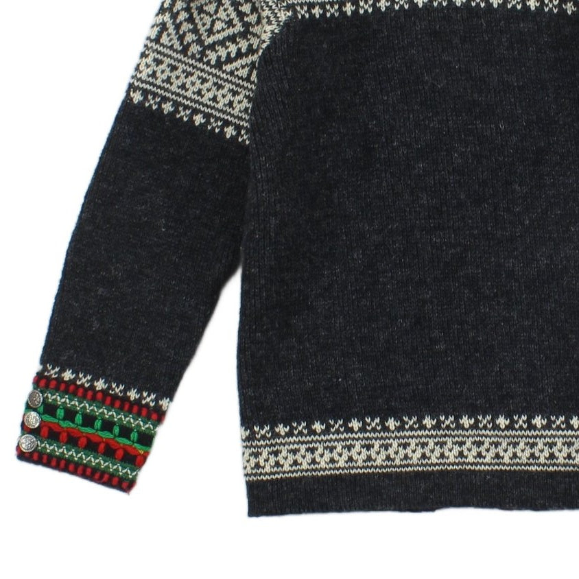 Mens Nordic Jumper Knit Buttoned Wool