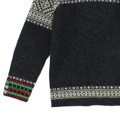 Mens Nordic Jumper Knit Buttoned Wool