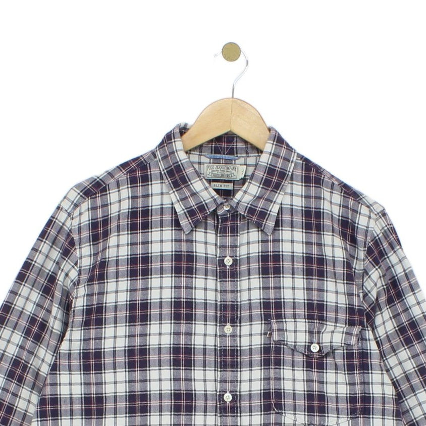 Mens Check Shirt Button Up Long Sleeve