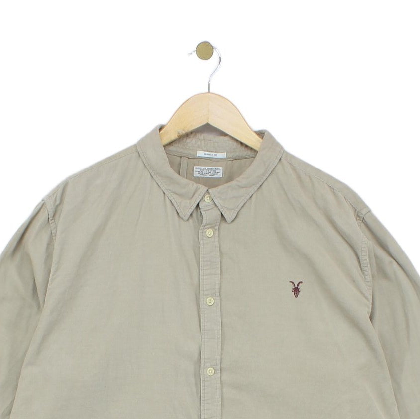 Mens Corduroy Shirt Regular Fit Button Up Long Sleeve