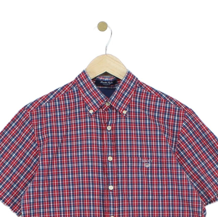 Mens Plaid Shirt Button Up Short Sleeve