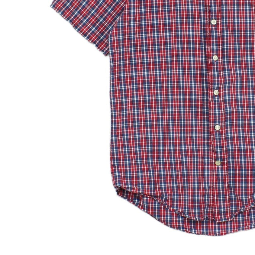 Mens Plaid Shirt Button Up Short Sleeve