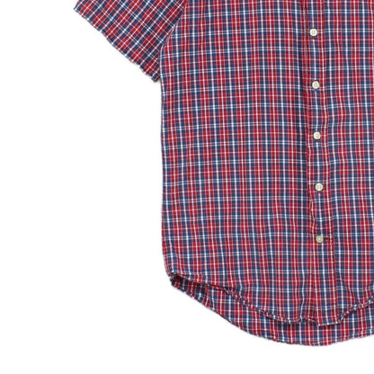 Mens Plaid Shirt Button Up Short Sleeve