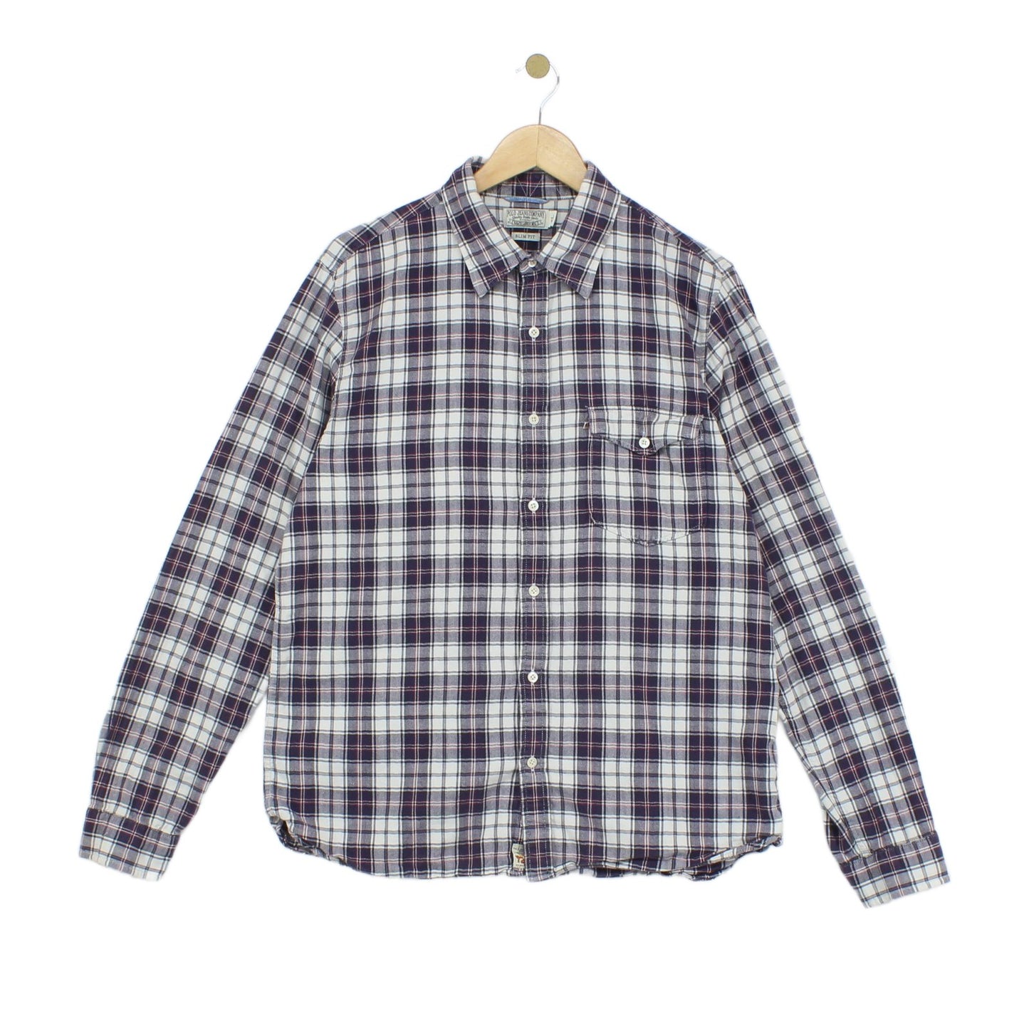 Mens Check Shirt Button Up Long Sleeve