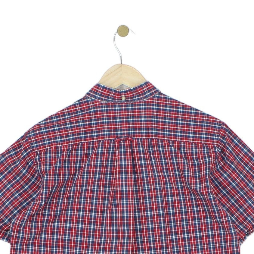 Mens Plaid Shirt Button Up Short Sleeve