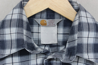 Mens Plaid Shirt Short Sleeve Button Up