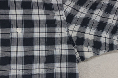Mens Plaid Shirt Short Sleeve Button Up