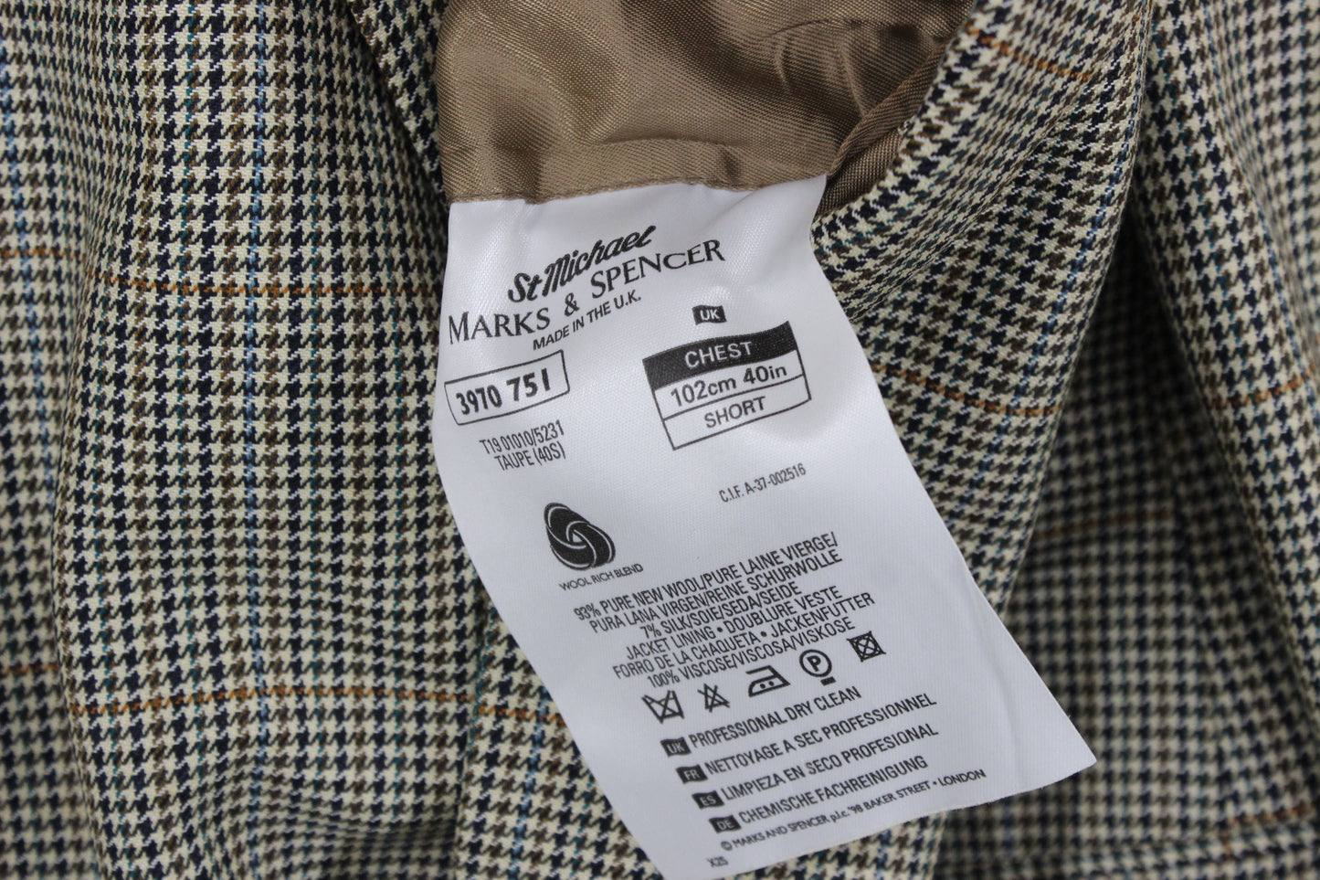 Mens Blazer Check Wool Silk Short
