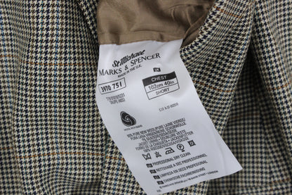 Mens Blazer Check Wool Silk Short