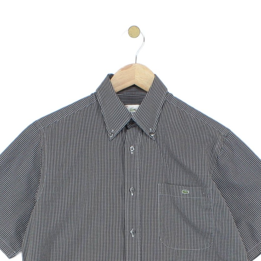 Mens Check Shirt Short Sleeve Button Up