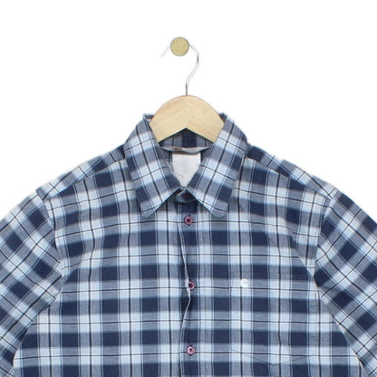 Mens Plaid Shirt Short Sleeve Button Up