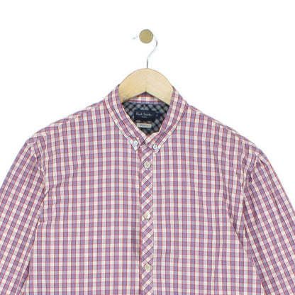 Mens Plaid Shirt Tailored Fit Button Up Long Sleeve