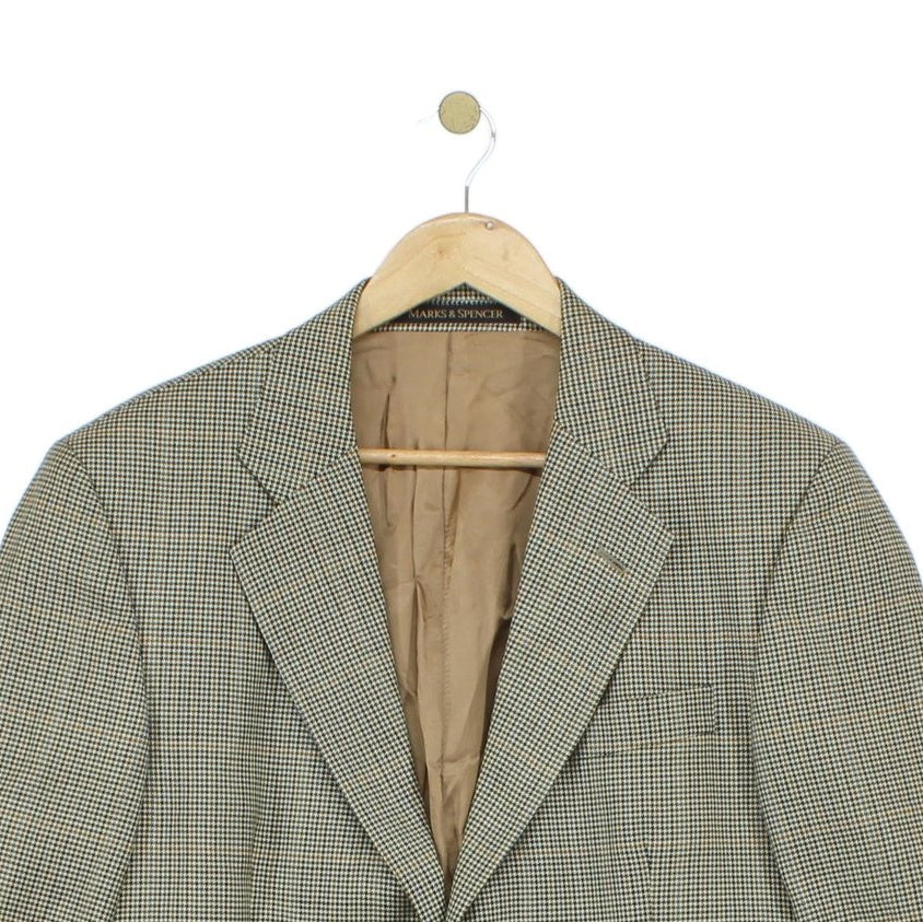 Mens Blazer Check Wool Silk Short