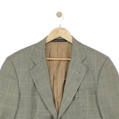 Mens Blazer Check Wool Silk Short