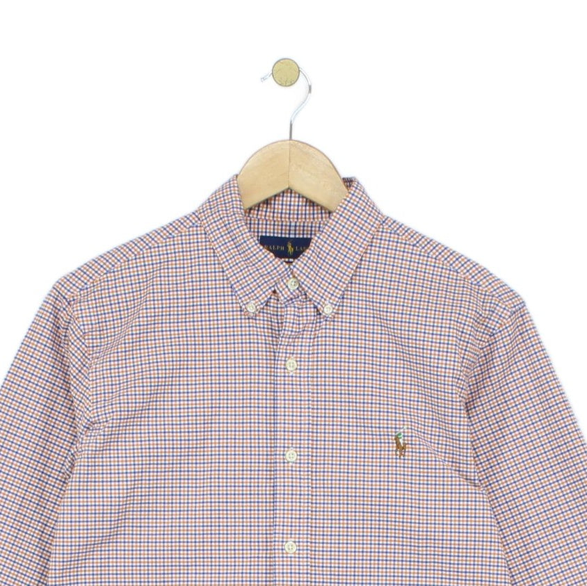 Mens Check Shirt Slim Fit Stretch Oxford