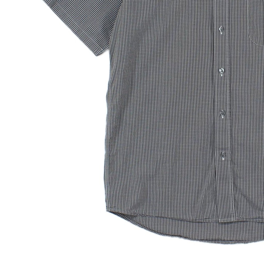 Mens Check Shirt Short Sleeve Button Up