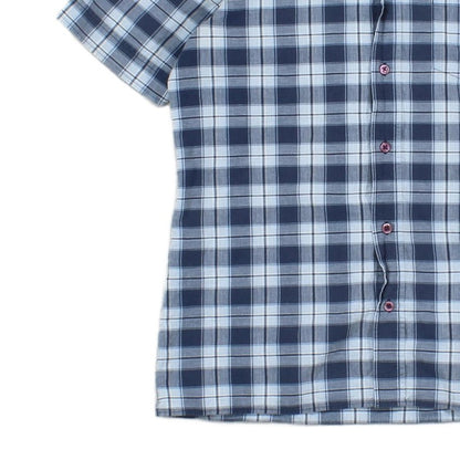 Mens Plaid Shirt Short Sleeve Button Up