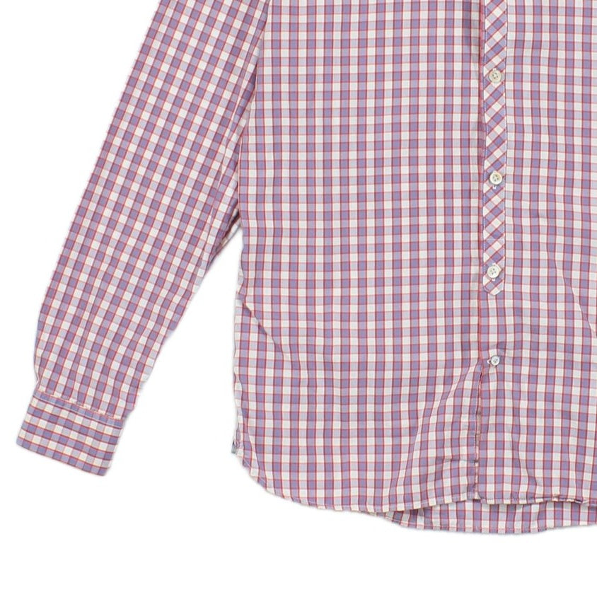 Mens Plaid Shirt Tailored Fit Button Up Long Sleeve