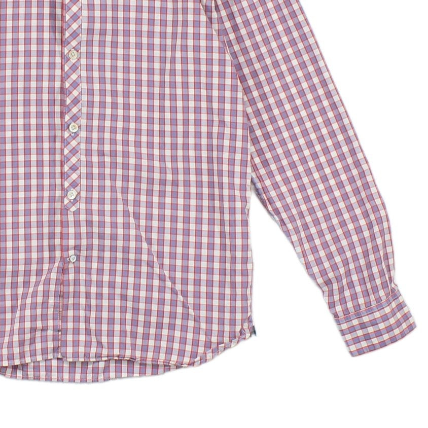 Mens Plaid Shirt Tailored Fit Button Up Long Sleeve