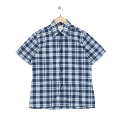 Mens Plaid Shirt Short Sleeve Button Up