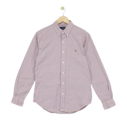 Mens Check Shirt Slim Fit Stretch Oxford