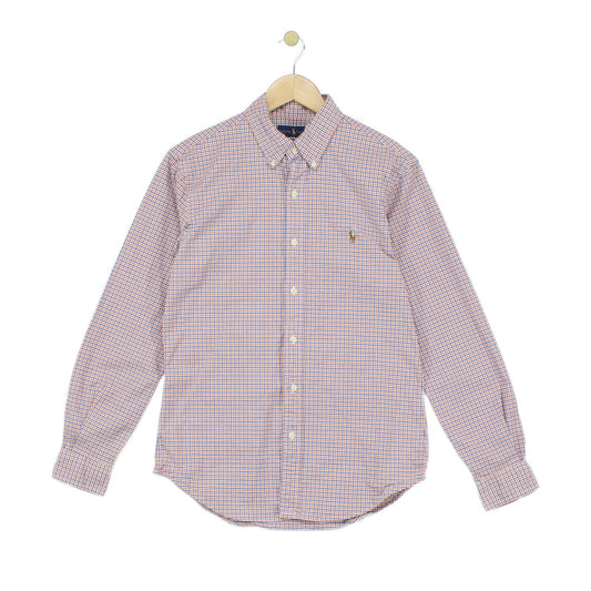Mens Check Shirt Slim Fit Stretch Oxford
