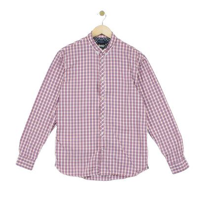 Mens Plaid Shirt Tailored Fit Button Up Long Sleeve