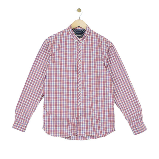 Mens Plaid Shirt Tailored Fit Button Up Long Sleeve