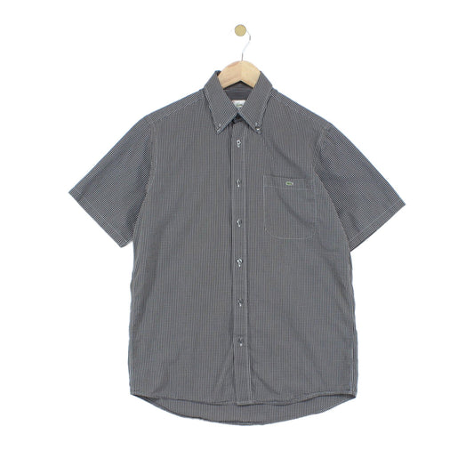 Mens Check Shirt Short Sleeve Button Up
