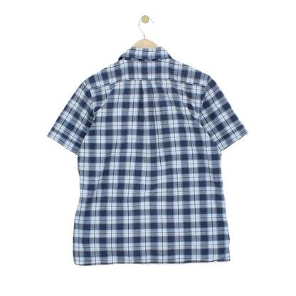Mens Plaid Shirt Short Sleeve Button Up