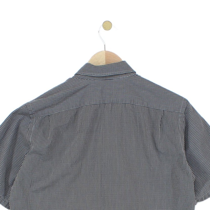 Mens Check Shirt Short Sleeve Button Up
