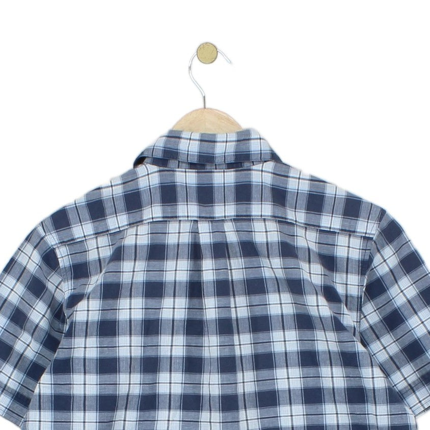 Mens Plaid Shirt Short Sleeve Button Up