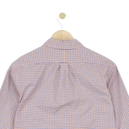 Mens Check Shirt Slim Fit Stretch Oxford