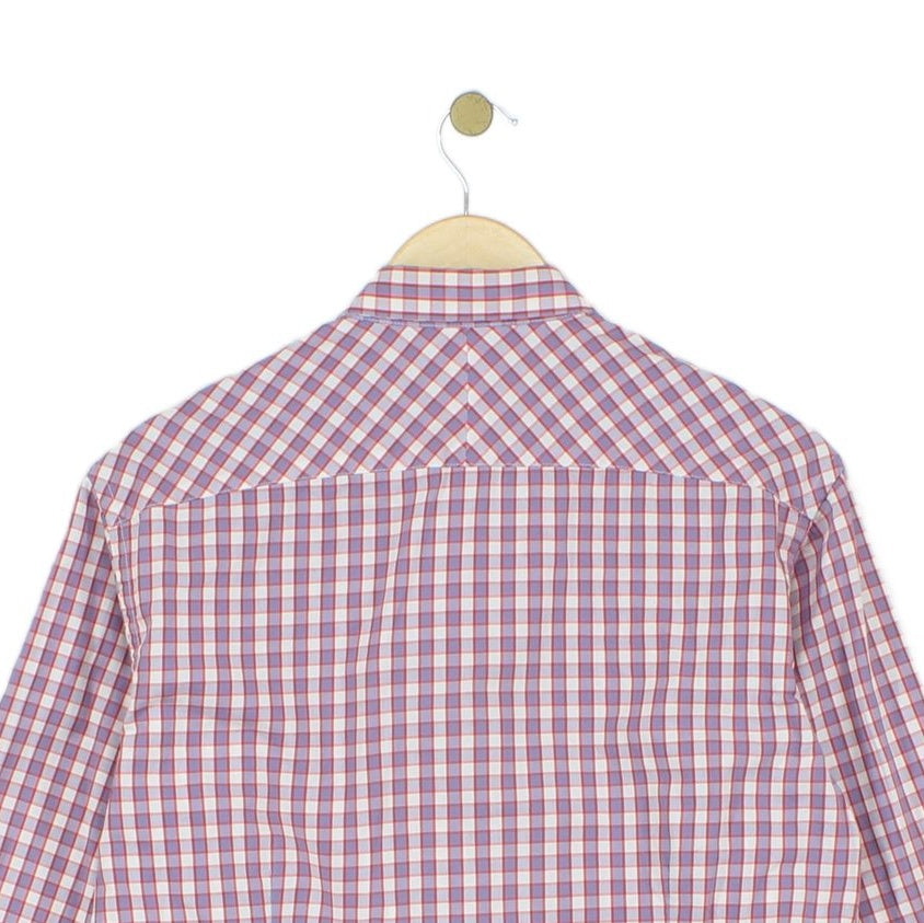 Mens Plaid Shirt Tailored Fit Button Up Long Sleeve