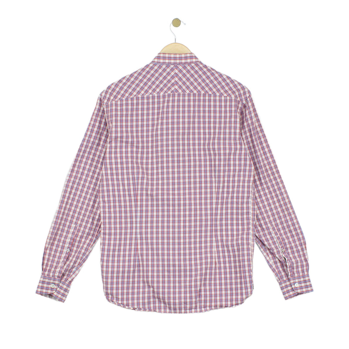 Mens Plaid Shirt Tailored Fit Button Up Long Sleeve
