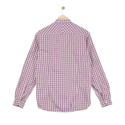 Mens Plaid Shirt Tailored Fit Button Up Long Sleeve