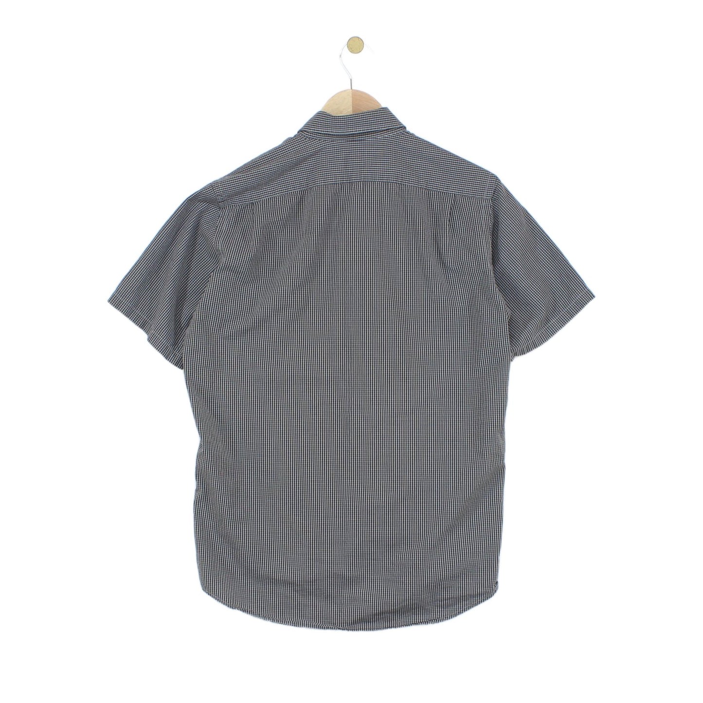 Mens Check Shirt Short Sleeve Button Up