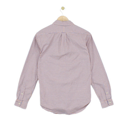 Mens Check Shirt Slim Fit Stretch Oxford