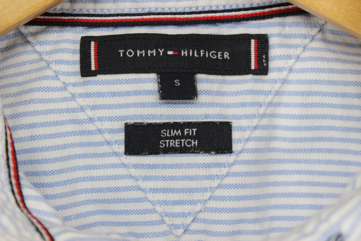 Mens Striped Shirt Stretch Slim Fit Button Down