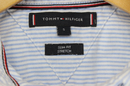 Mens Striped Shirt Stretch Slim Fit Button Down