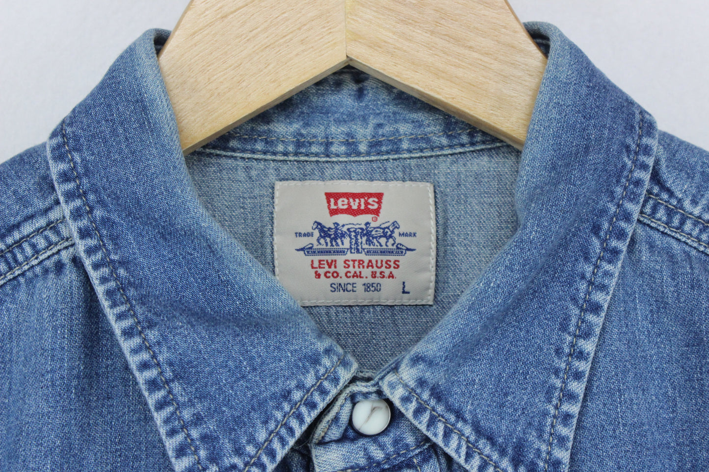 Mens Denim Shirt Made In Portugal Western Snap
