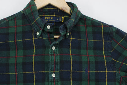 Mens Plaid Shirt Custom Fit Button Down Long Sleeve