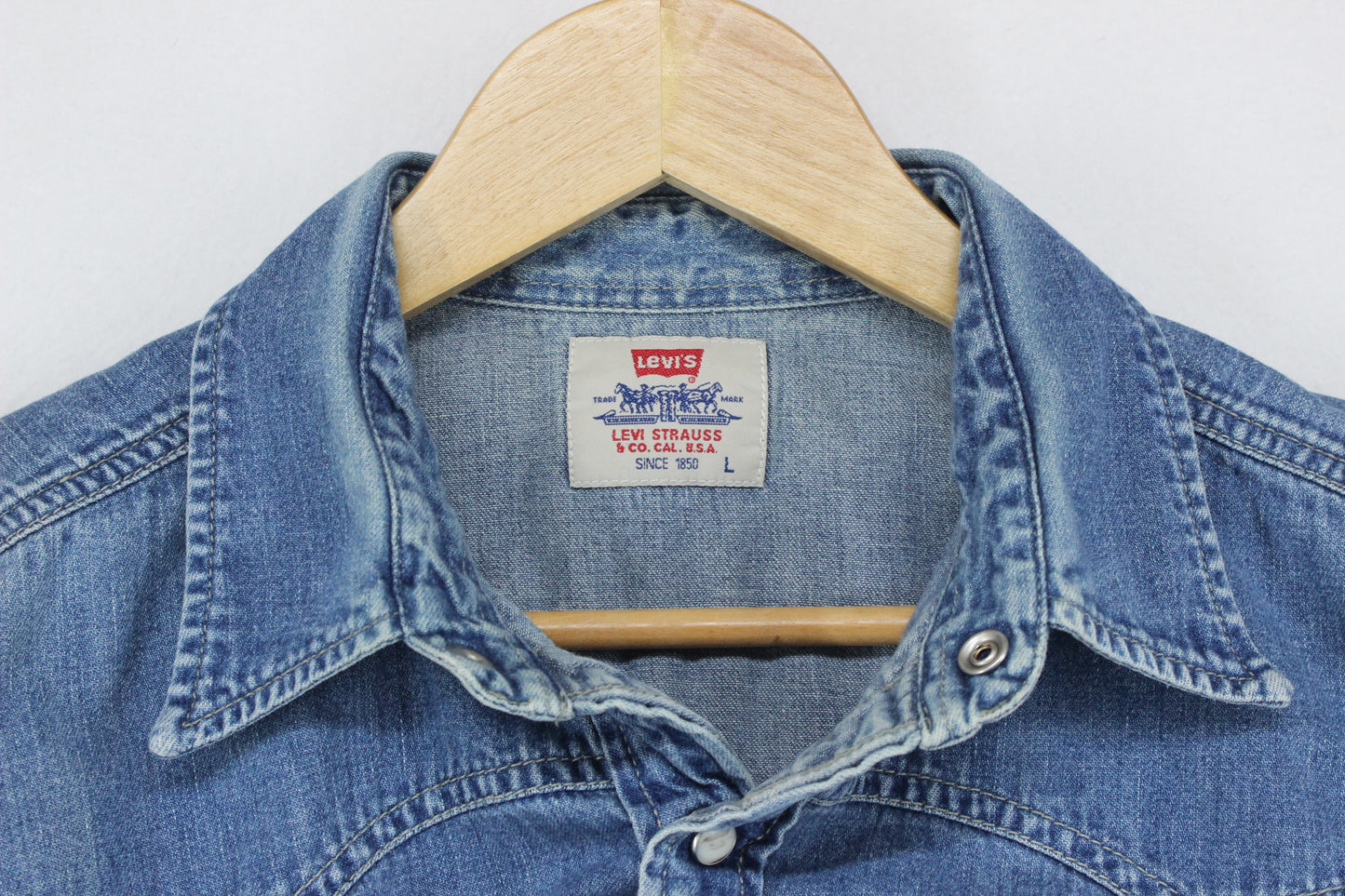 Mens Denim Shirt Made In Portugal Western Snap