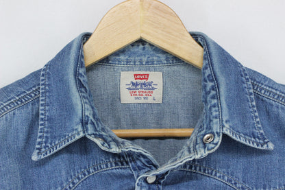 Mens Denim Shirt Made In Portugal Western Snap