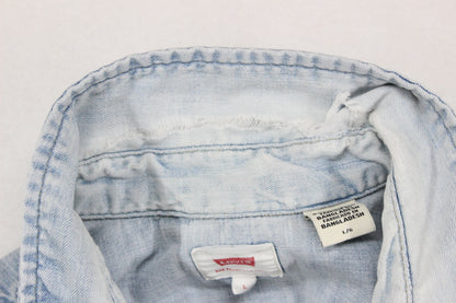Mens Denim Shirt Western Distressed