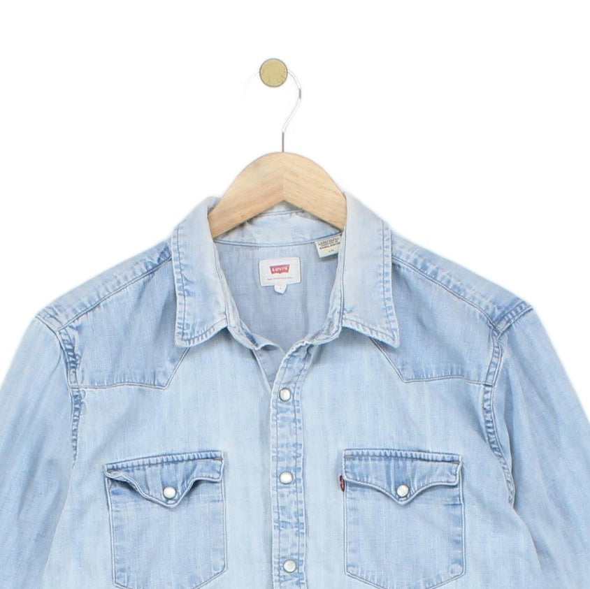 Mens Denim Shirt Western Distressed