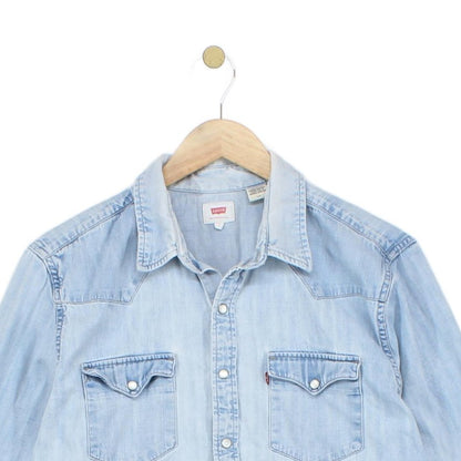 Mens Denim Shirt Western Distressed