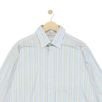 Mens Striped Shirt Button Up Cotton